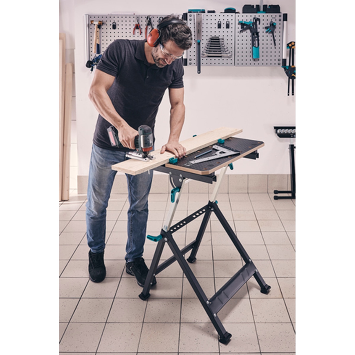 Banco plegable de trabajo y sujeción Master 650 Ergo Gris / Azul-8