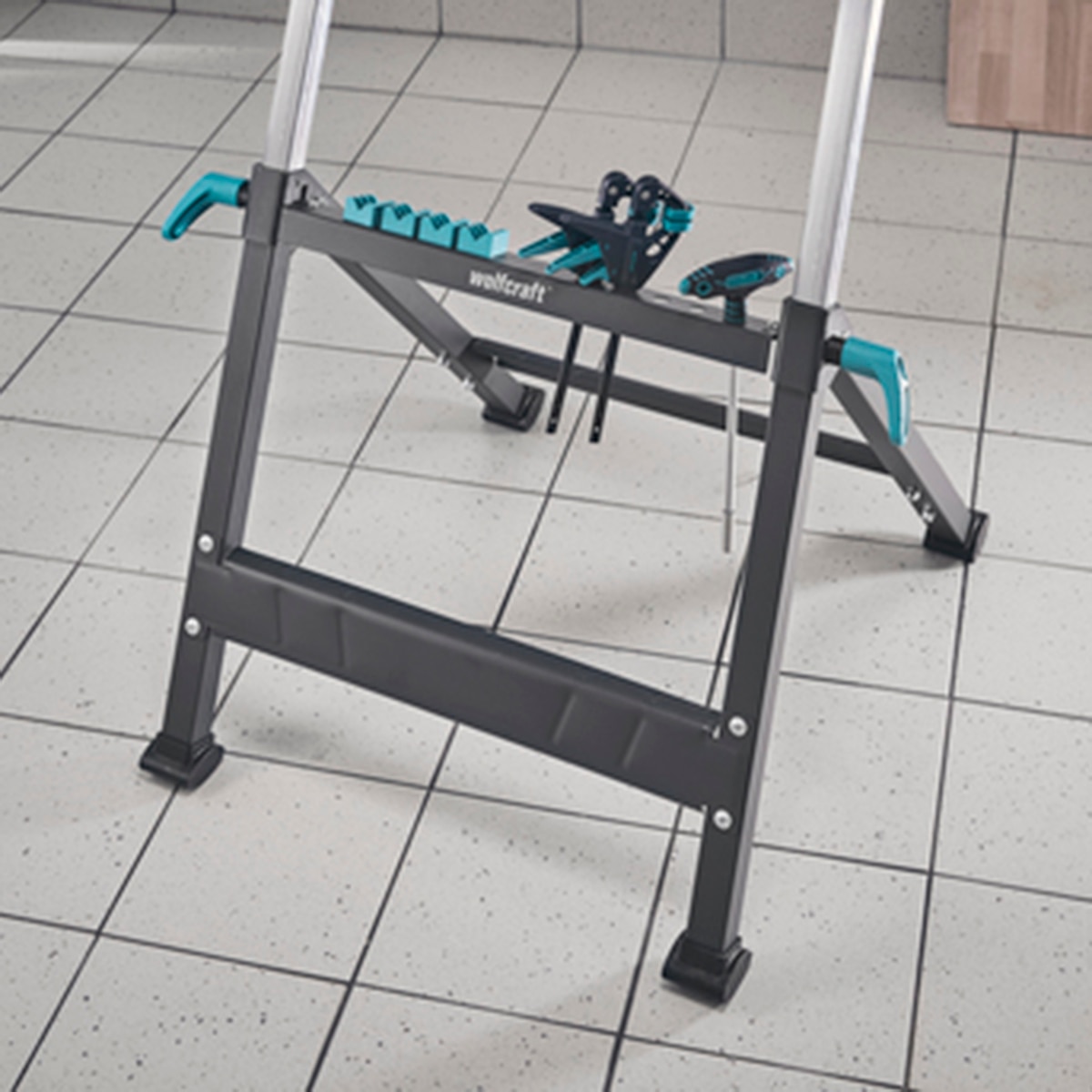 Banco plegable de trabajo y sujeción Master 650 Ergo Gris / Azul-11