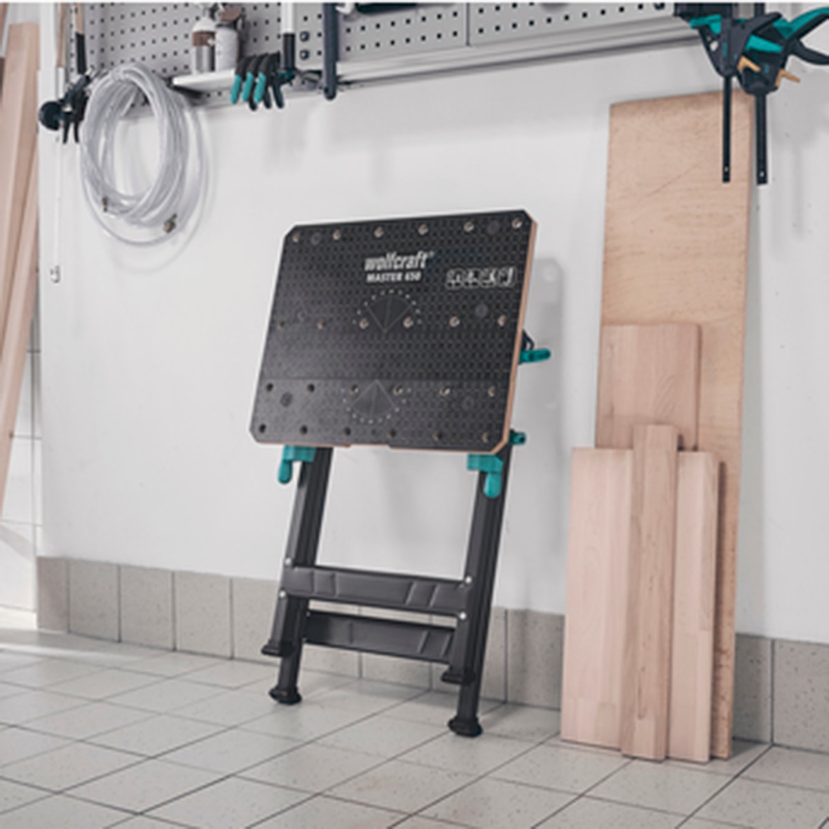 Banco plegable de trabajo y sujeción Master 650 Ergo Gris / Azul-12