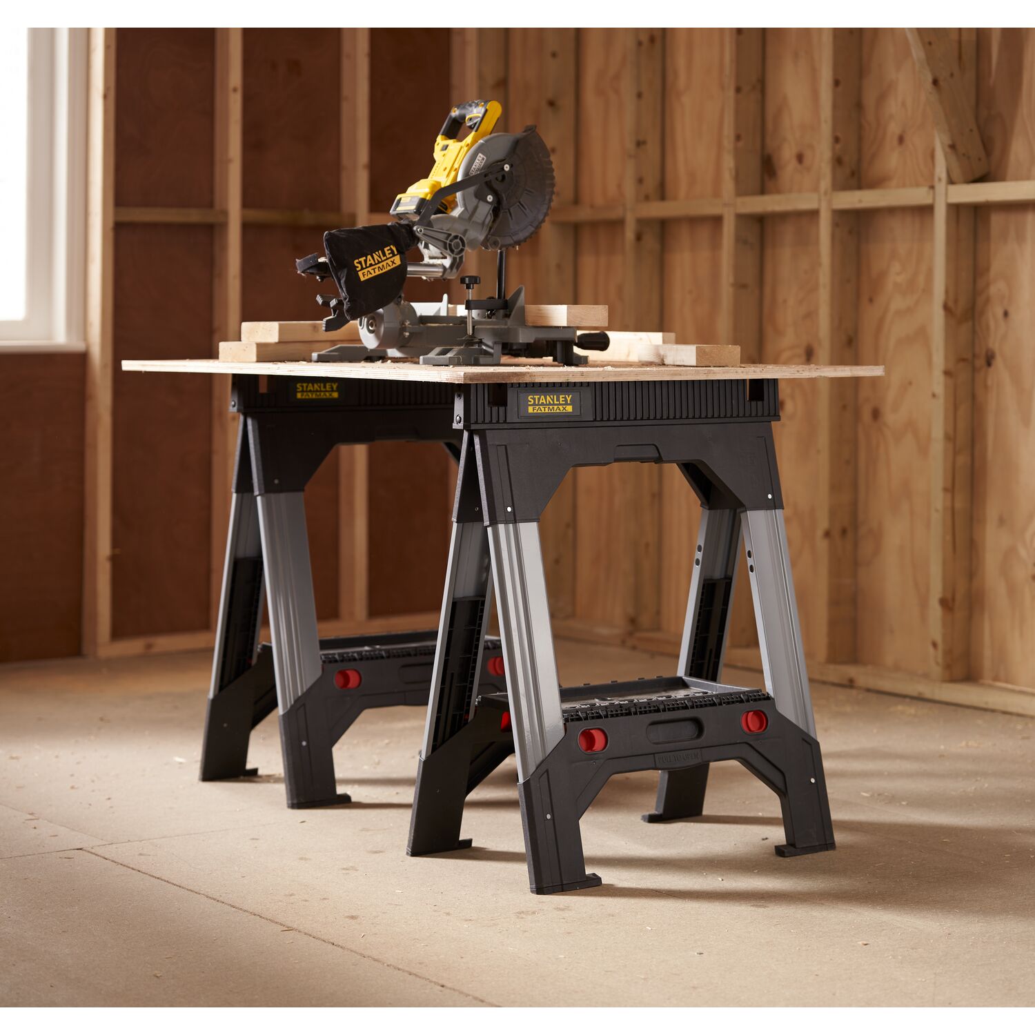 Caballete Metal Plegable Altura Ajustable 2 Uds Máx.Cap 1135kg Negro-2
