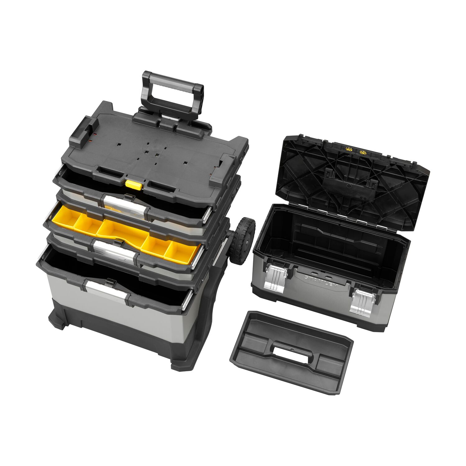 Taller Móvil Metálico FatMax Caja + 2 Cajones + Contenedor Negro / Plata-2