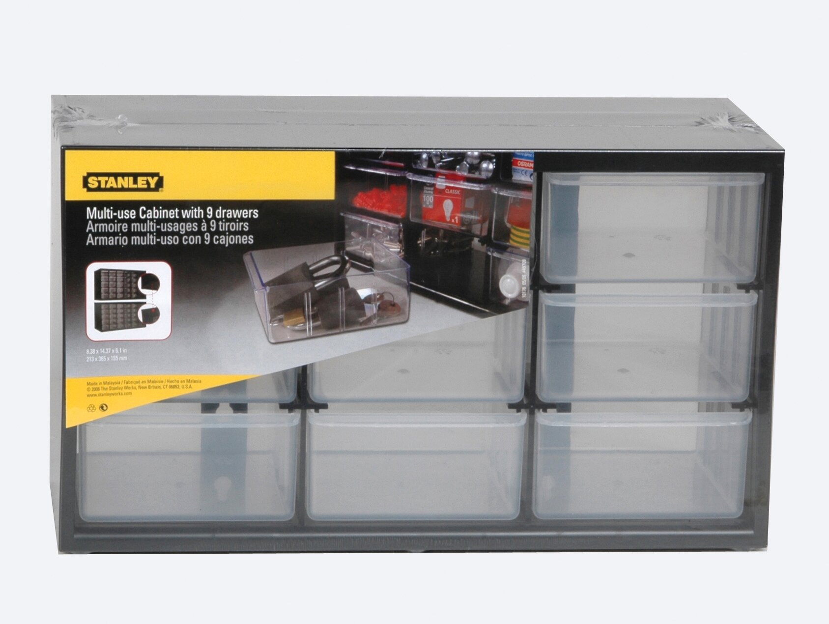 Stanley – Miniarmario plástico con 9 gavetas transparentes.