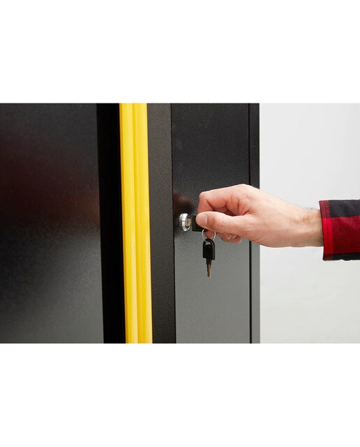 Banco de Trabalho Fixo com Armário Baixo de 2 Portas Preto / Amarelo-2