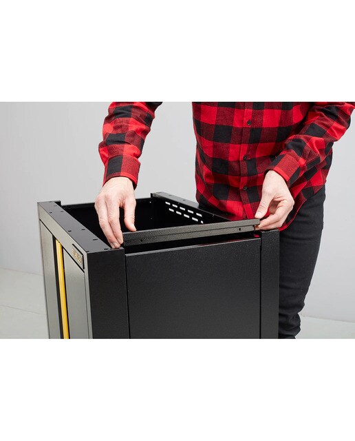 Banco de Trabalho Fixo com Armário Baixo de 2 Portas Preto / Amarelo-9