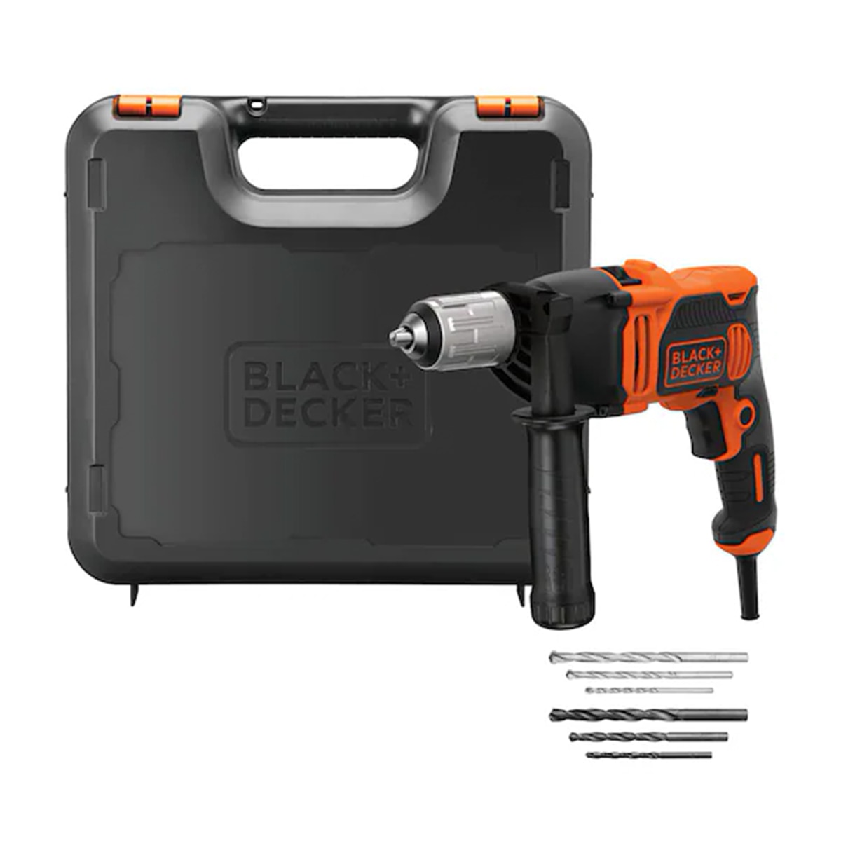 BLACK+DECKER – Taladro Percutor 850W BLACK + DECKER con 6 brocas, empuñadura lateral y maletín – BEH850K.