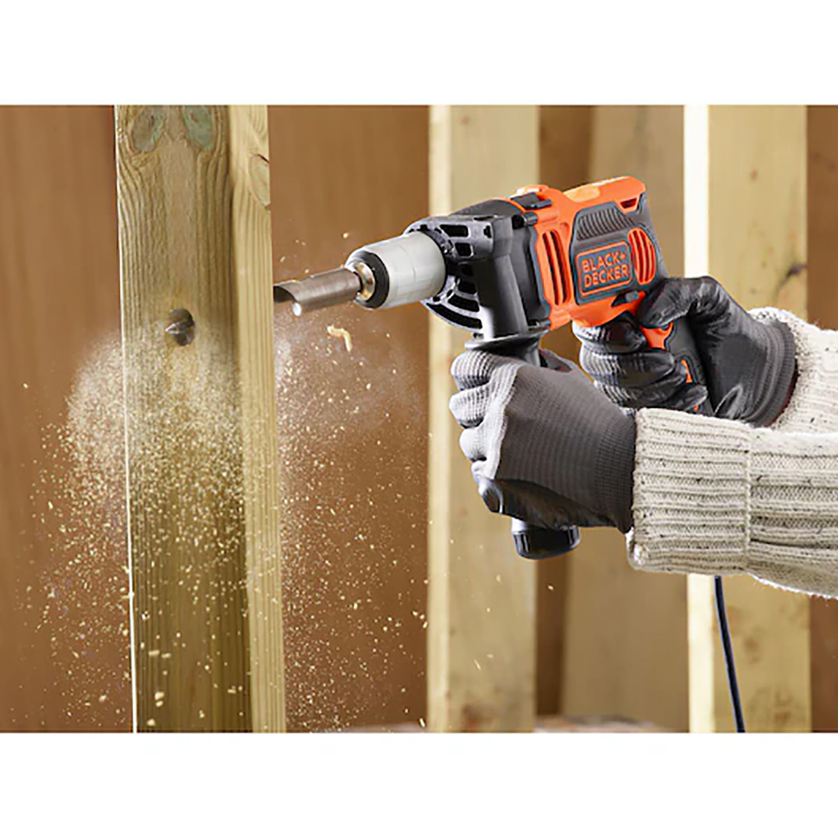 Taladro Percutor 850W BLACK + DECKER con 6 brocas, empuñadura lateral y maletín - BEH850K Naranja / Negro-4