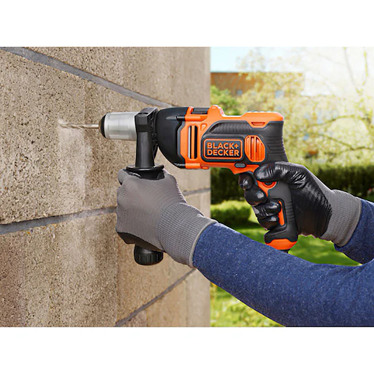 Taladro Percutor 850W BLACK + DECKER con 6 brocas, empuñadura lateral y maletín - BEH850K Naranja / Negro-7