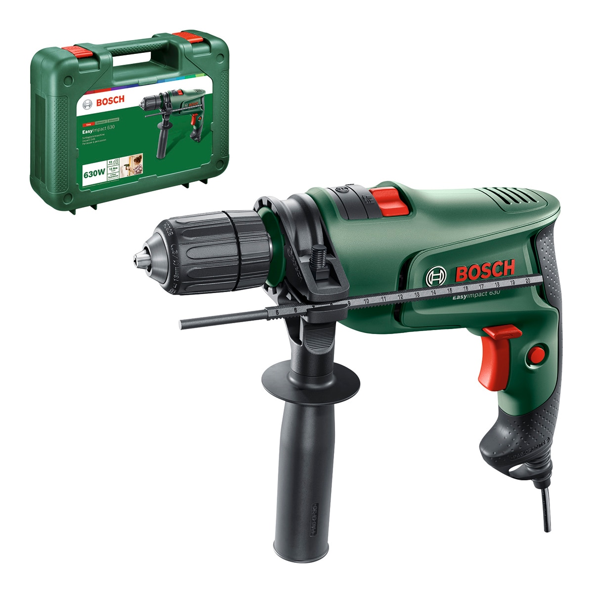Taladro Percutor Eléctrico con cable a red Easy Impact 630 W Verde / Negro-2