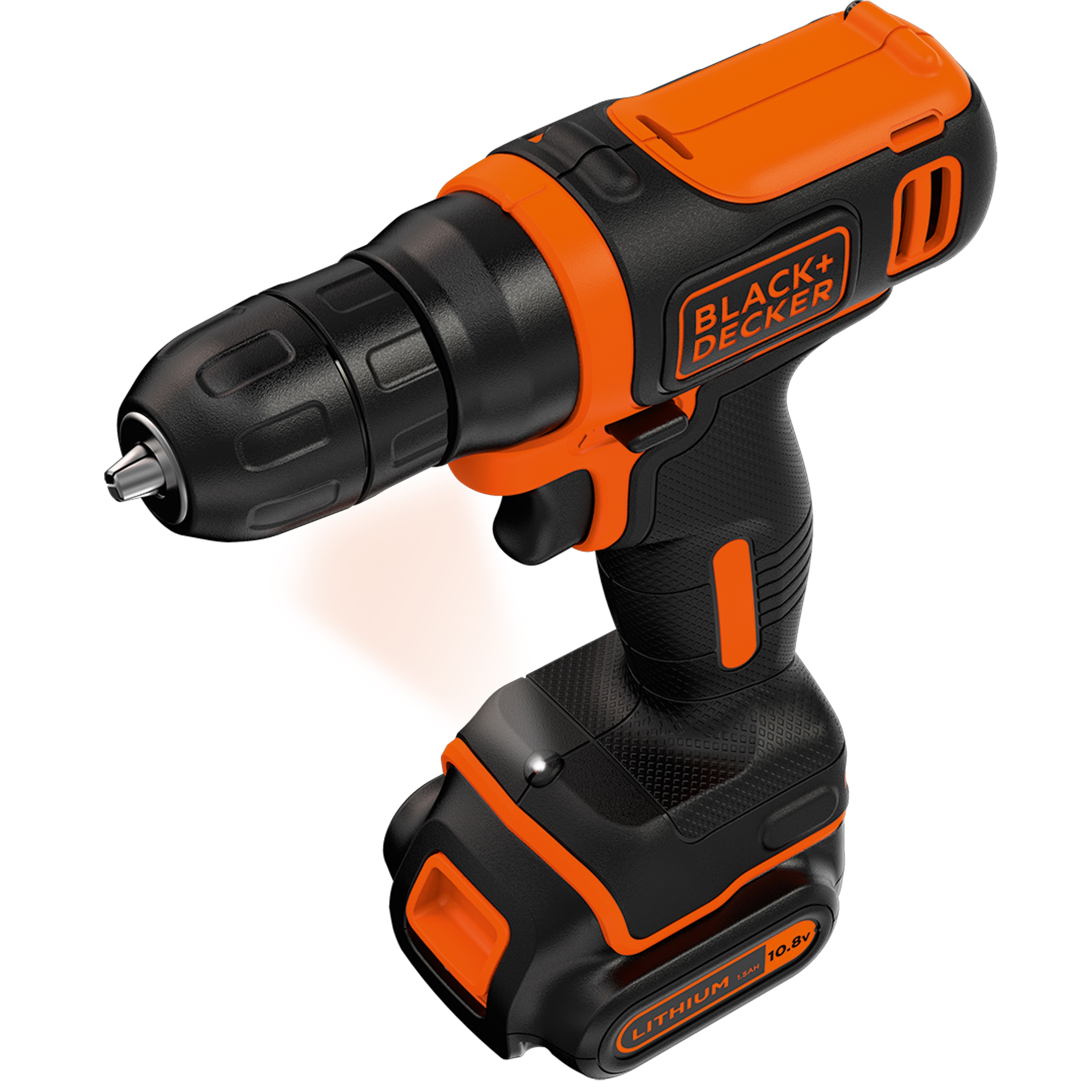 Taladro Atornillador 10,8V BLACK + DECKER sin ajuste de par con 1 batería 1,5Ah de Lítio y cargador 2A - BDCD12 Naranja / Negro-2
