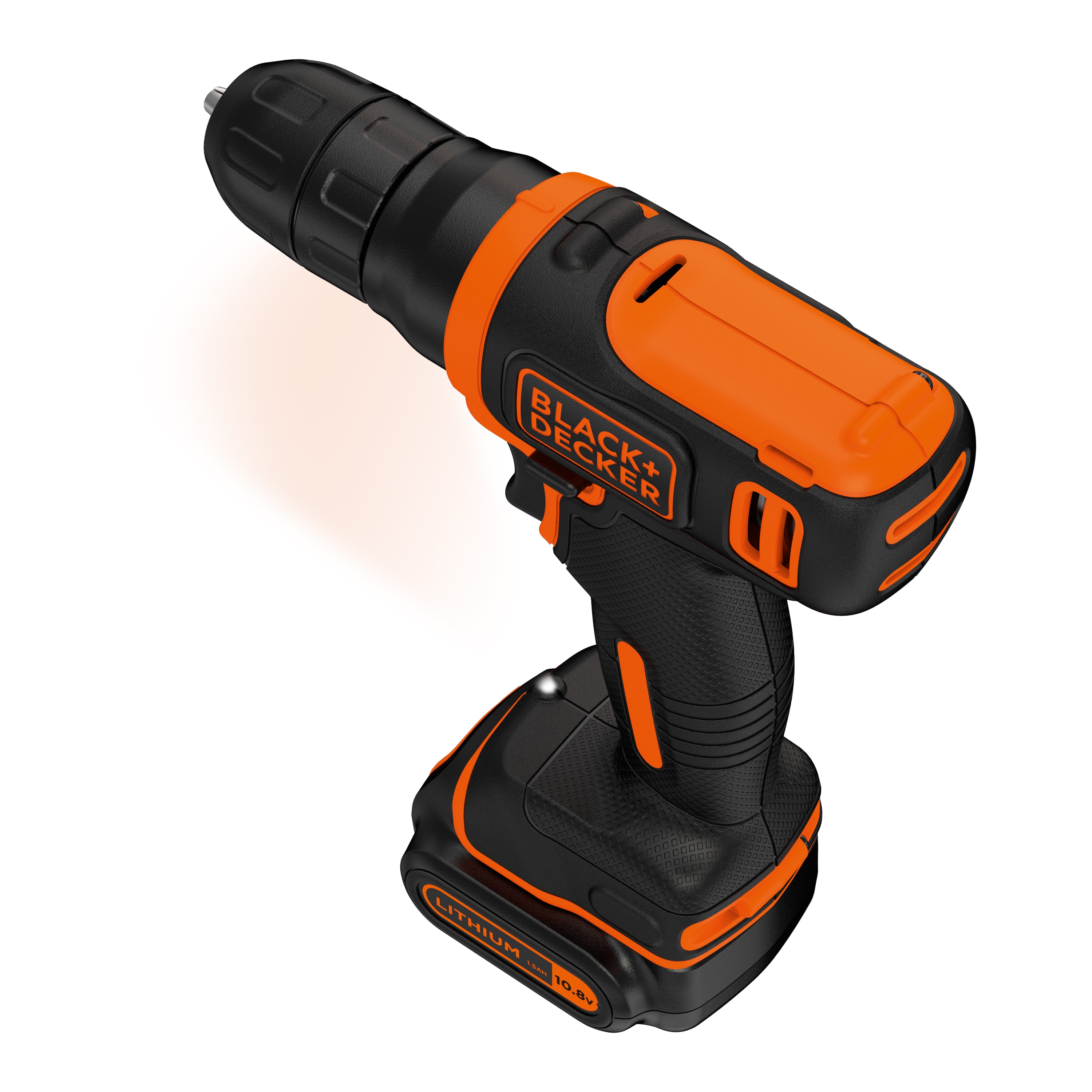 Taladro Atornillador 10,8V BLACK + DECKER sin ajuste de par con 1 batería 1,5Ah de Lítio y cargador 2A - BDCD12 Naranja / Negro-3