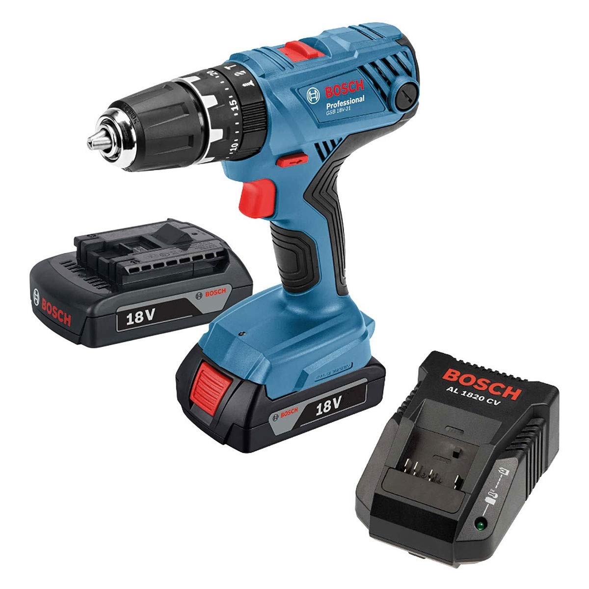 Taladro Atornillador a Batería 18 V BOSCH GSB 18V-21 2 baterías Azul / Negro-2