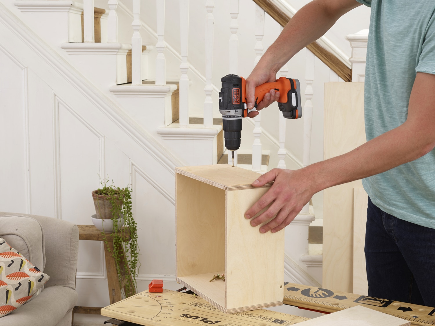 Taladro Percutor 12V BLACK + DECKER con 1 batería USB 1,5Ah de Lítio y cable USB - BDCHD12S1-XJ Naranja / Negro-4