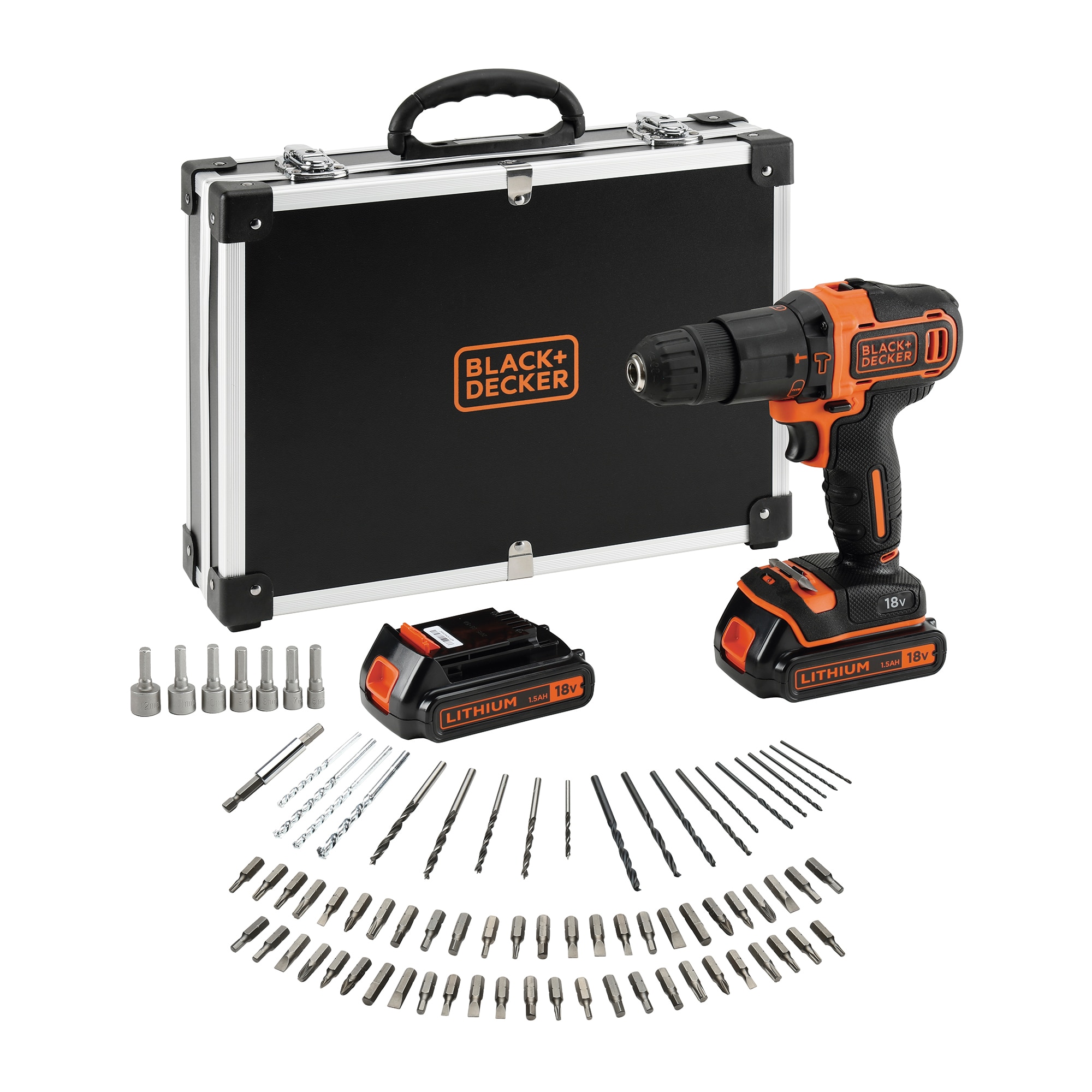 BLACK+DECKER – Taladro Percutor a Batería 18 V BDCHD18BAFC-QW 2 baterías + accesorios…