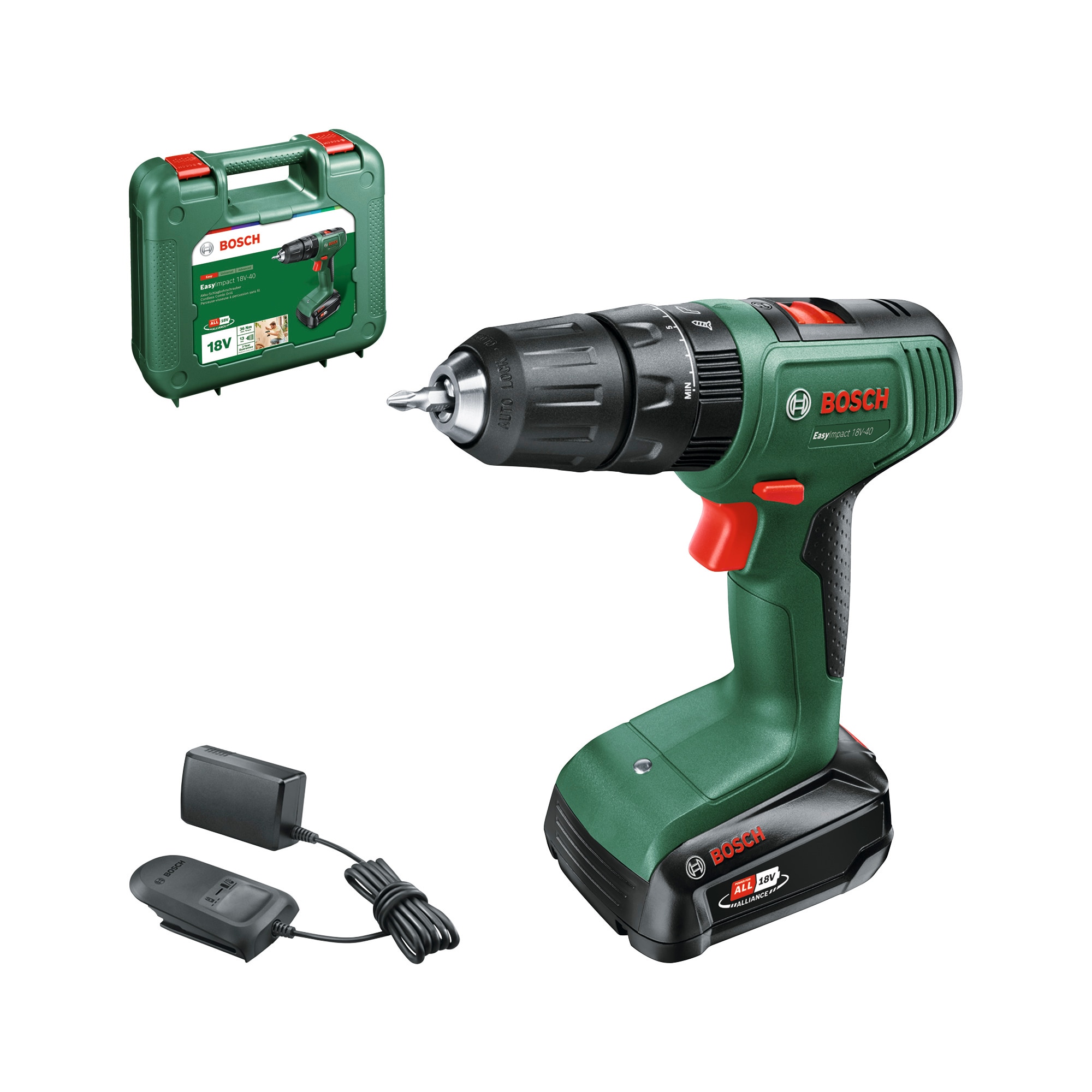 Taladro Percutor a Batería 18 V EasyImpact 18V-40 Power for All Verde / Negro-1