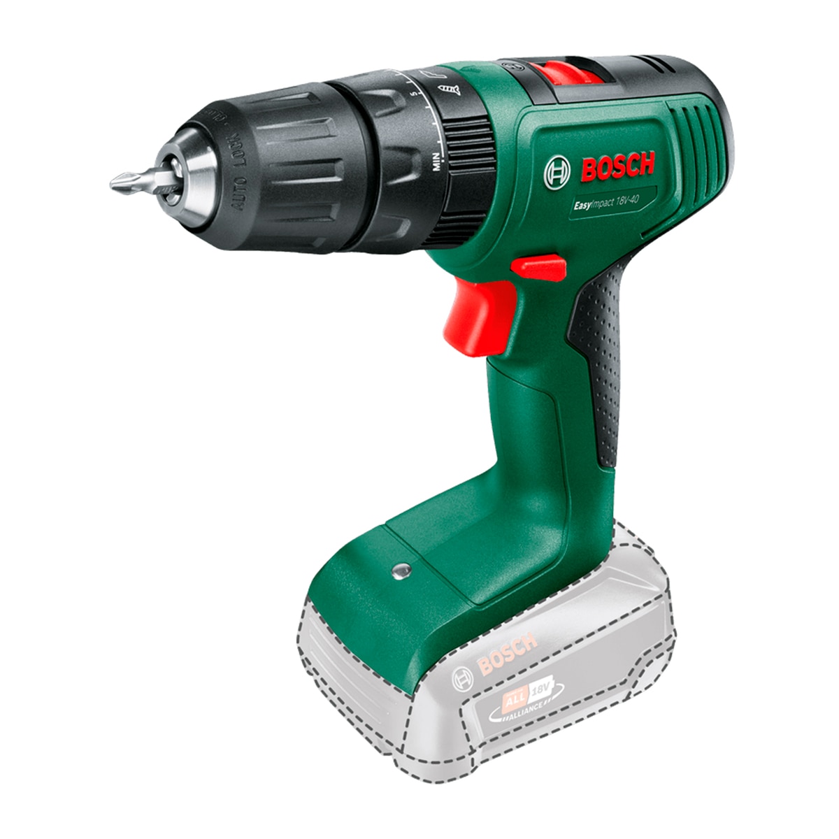 Taladro Percutor a Batería 18V Power for All + 2 Baterías + Cargador + Set X-Line 34 accesorios Verde / Negro-2