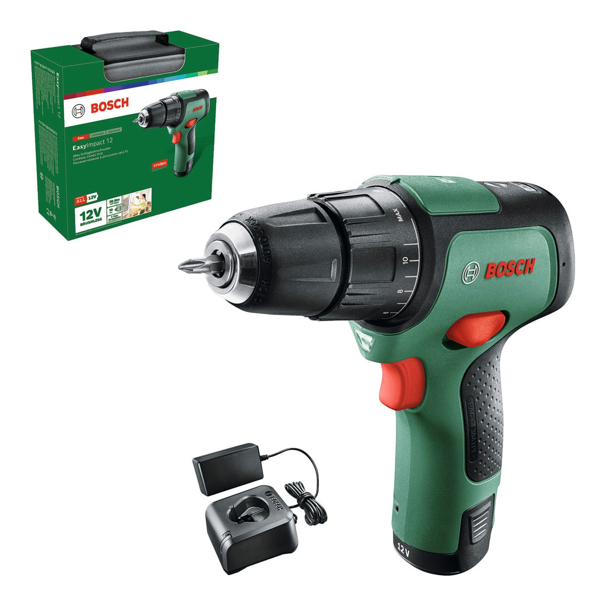 Taladro Percutor a Batería Easy Impact 12 V Verde / Negro-3