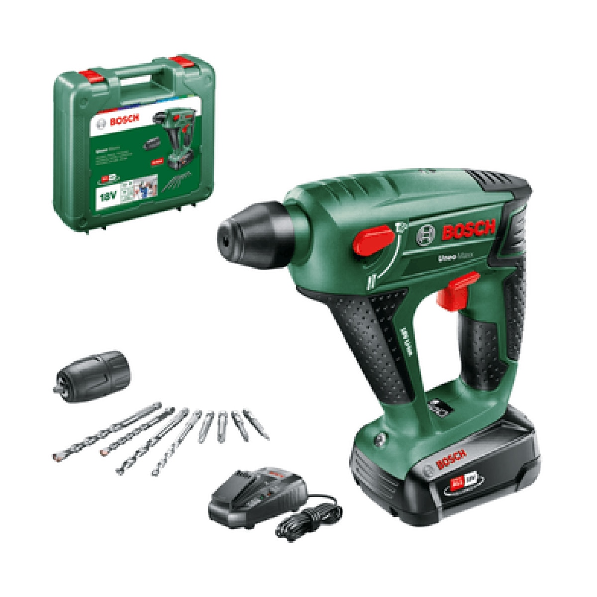 Taladro Percutor a Batería Uneo Maxx 18 V Power For All Verde / Negro-10