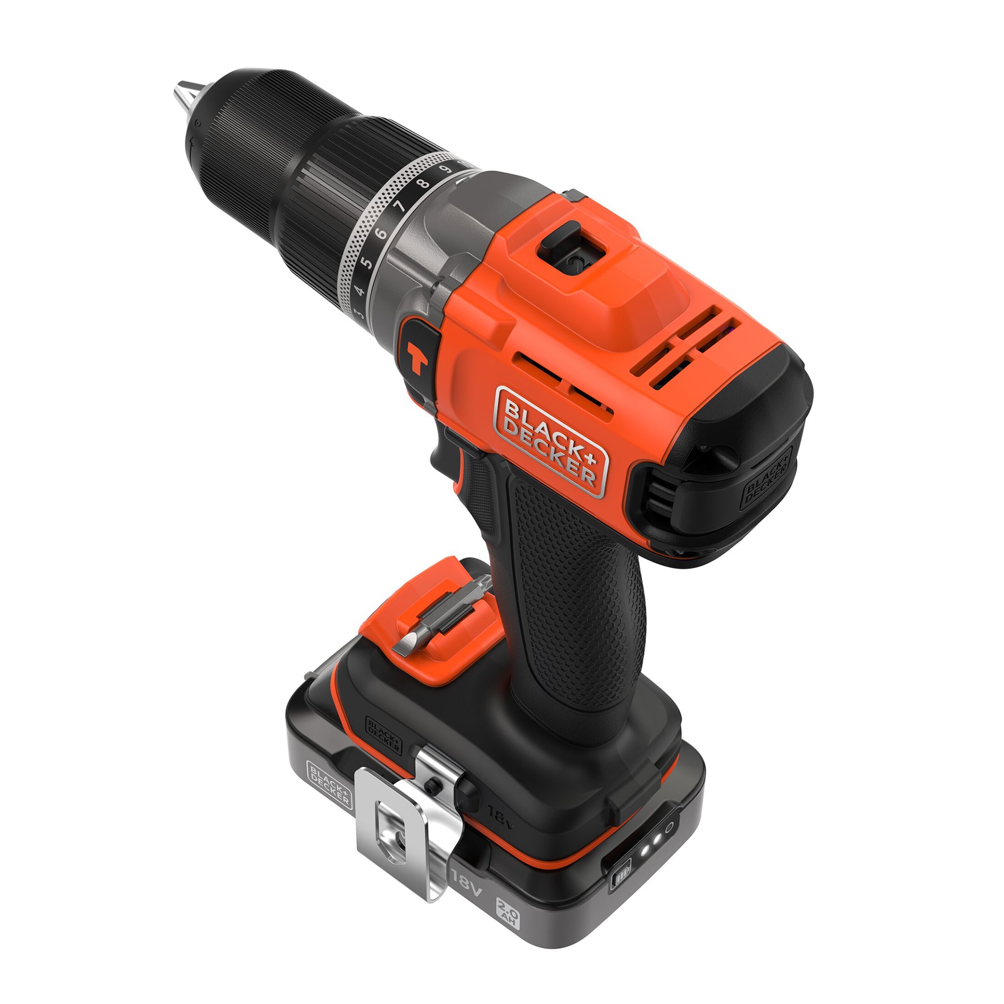Taladro Percutor 18V con 2 Baterías de 2Ah + Cargador y Maletín Naranja / Negro-5