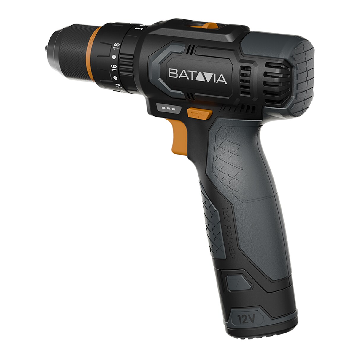 Set taladro atornillador Batavia con función percutora a batería 12V FIXXPACK T Negro-2