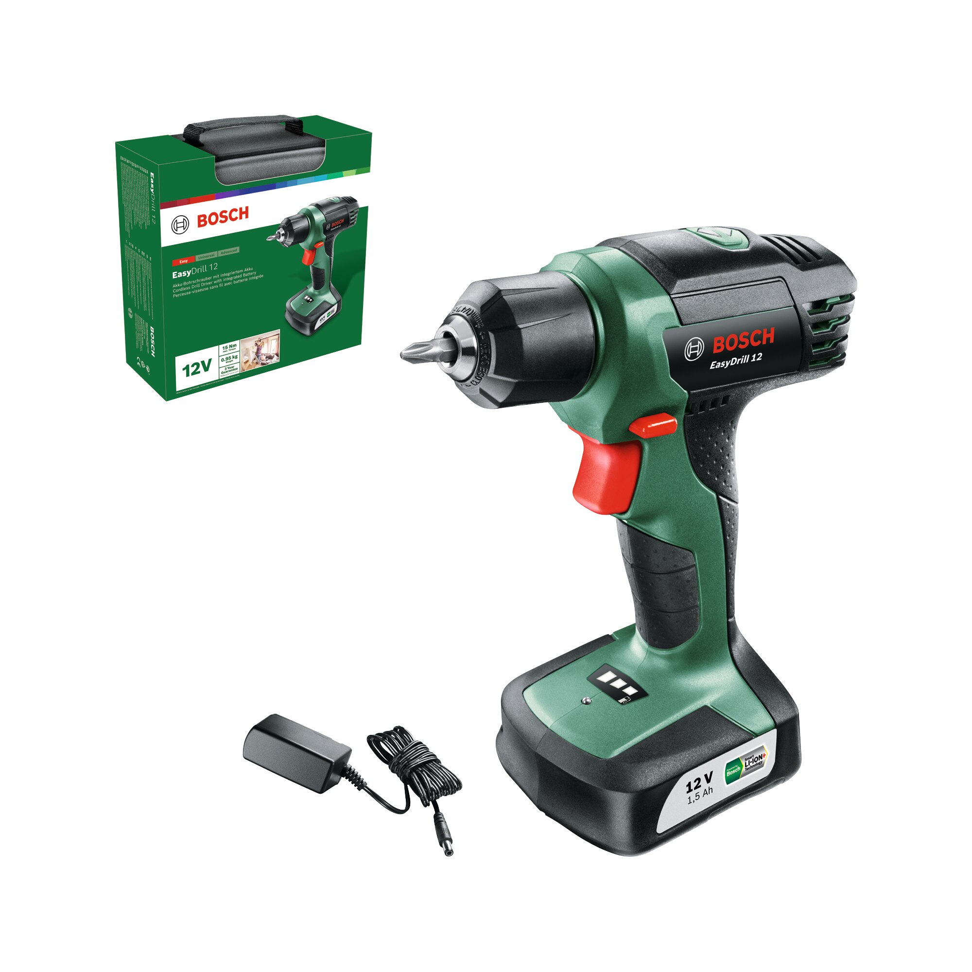 Taladro Atornillador a Batería EasyDrill 12 V Verde / Negro-2