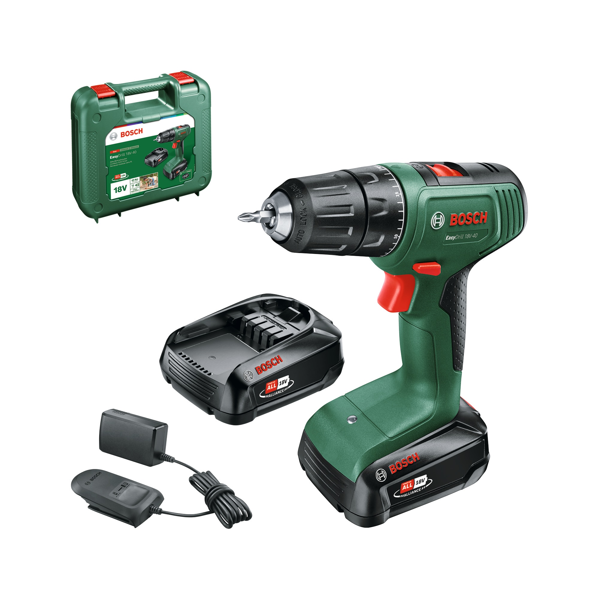 Bosch – Taladro Atornillador a Batería Easy Drill 18 V con 2 Baterías Power for All.