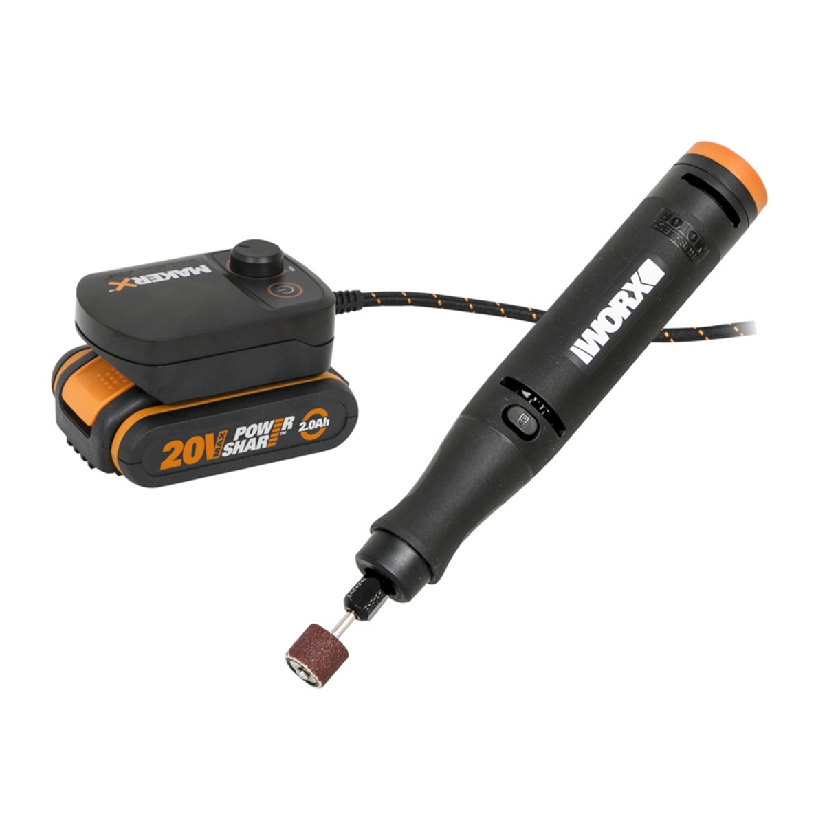 Mini Herramienta a Batería 20 V + HUB Conexión Batería + Accesorios Negro / Naranja-2