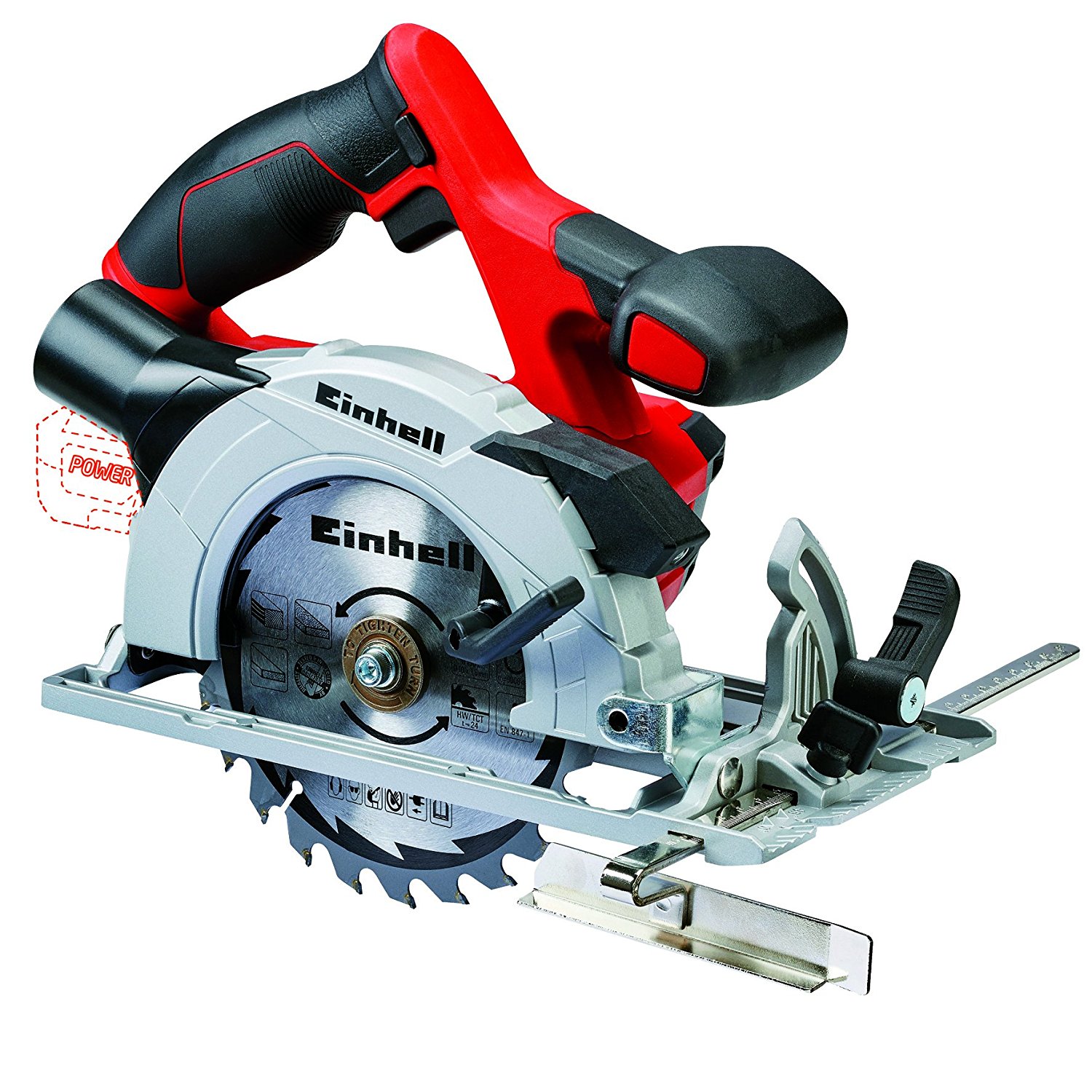 Einhell - Sierra Circular Portatil Eléctrica a Batería 18 V TE-CS 18 Li-Solo Power X-Change.