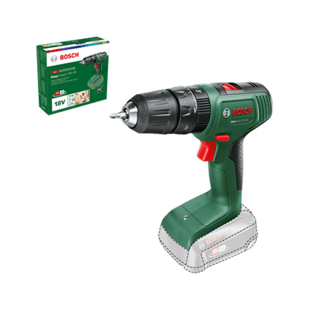 Taladro Percutor Batería EasyImpact 18V sin Batería Verde / Negro-5