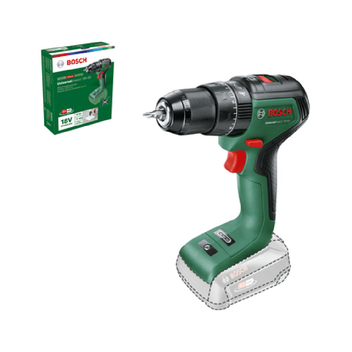 Taladro Percutor a Batería Universal Impact 18V-60 sin Batería Verde / Negro-9