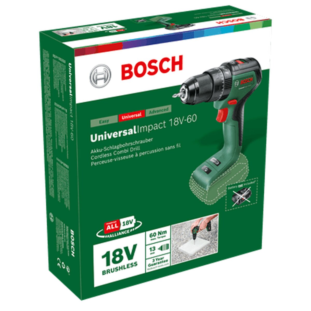 Taladro Percutor a Batería Universal Impact 18V-60 sin Batería Verde / Negro-10