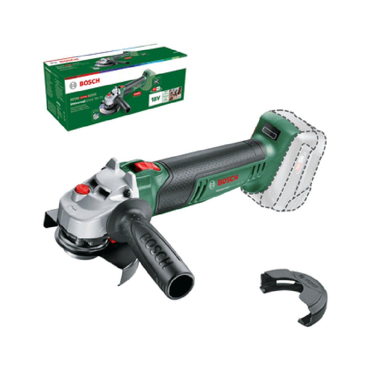 Amoladora Angular a Batería UniversalGrind 18V-75 sin Batería Verde / Negro-6