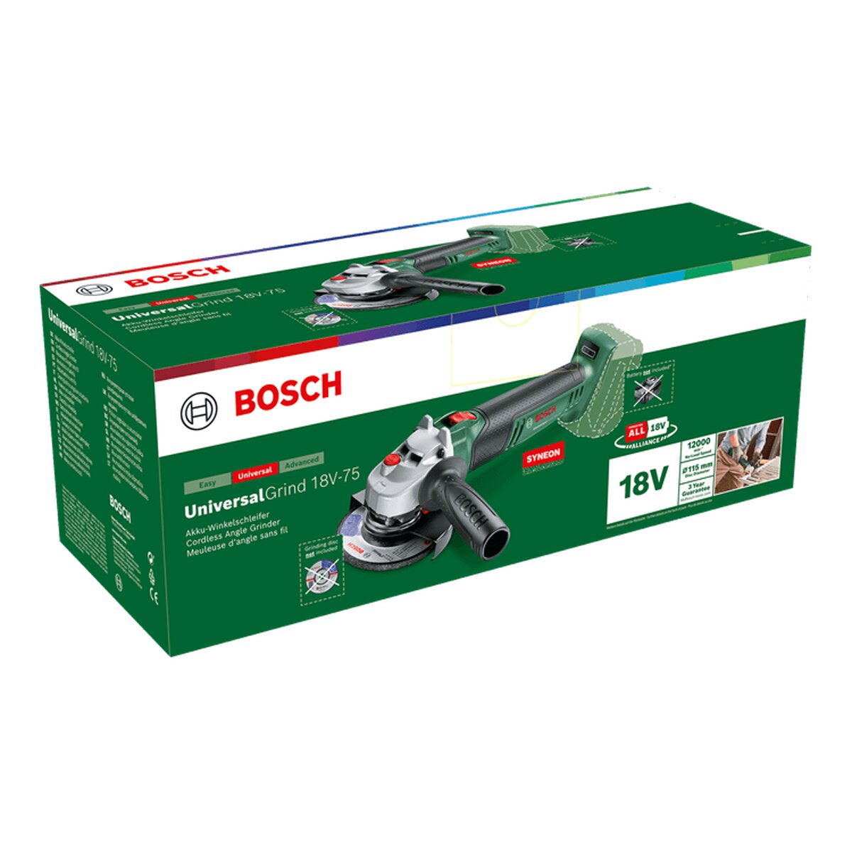 Amoladora Angular a Batería UniversalGrind 18V-75 sin Batería Verde / Negro-7