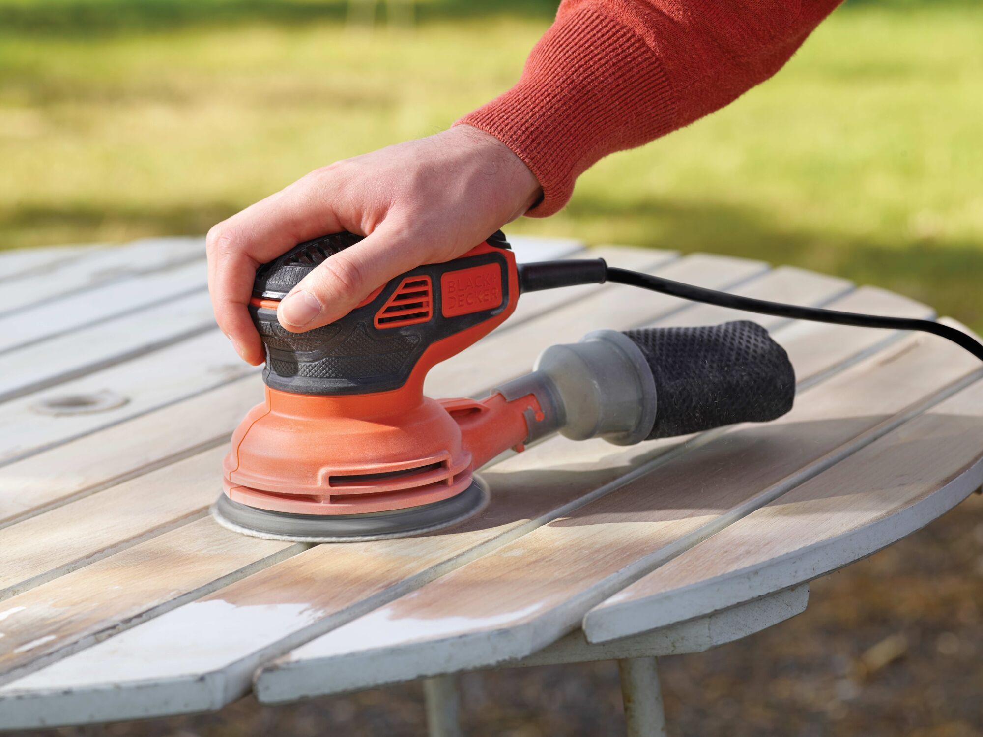Lijadora Eléctrica Rotorbital 240W Ø125 mm + Hoja Lija Naranja / Negro-2