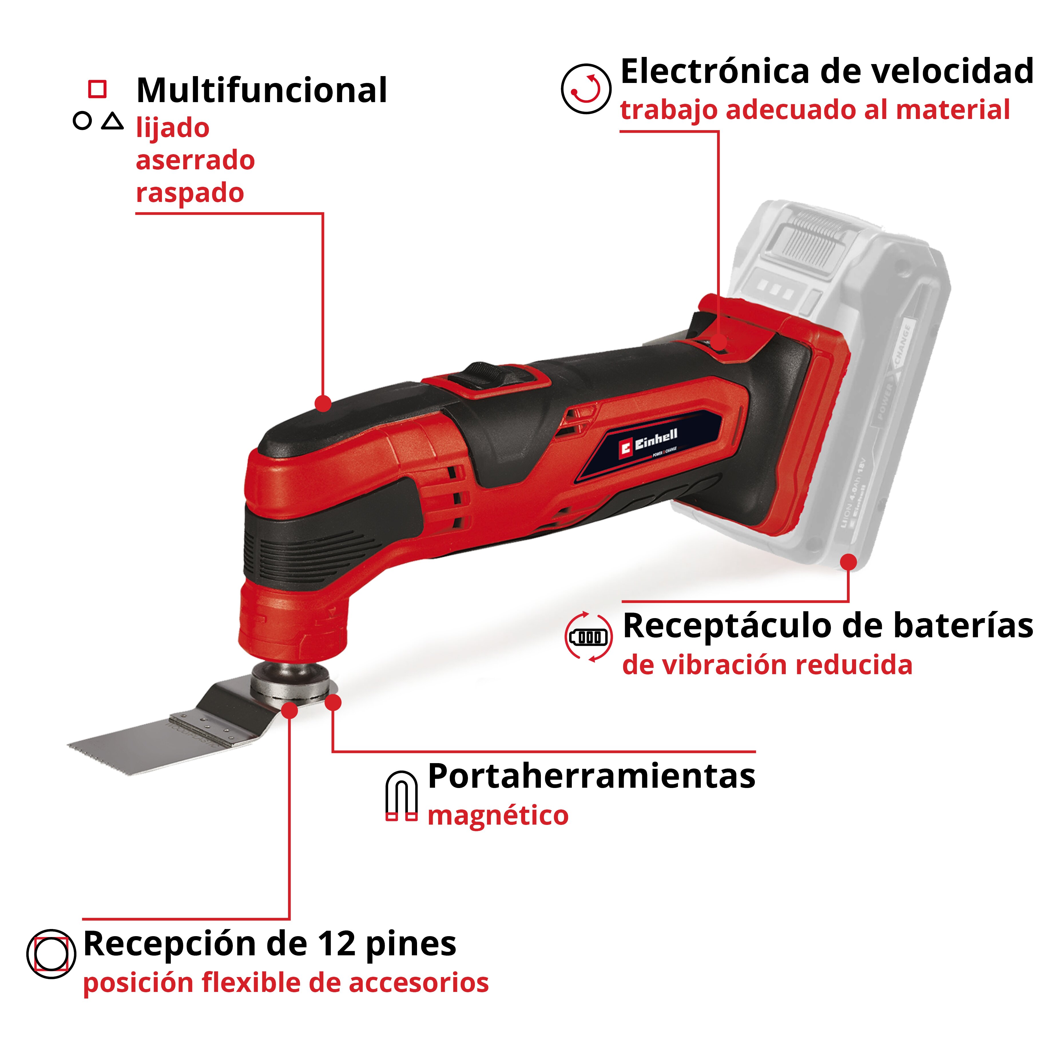 Máquina multifuncional Einhell TC-MG 18 Li - Solo Rojo-3