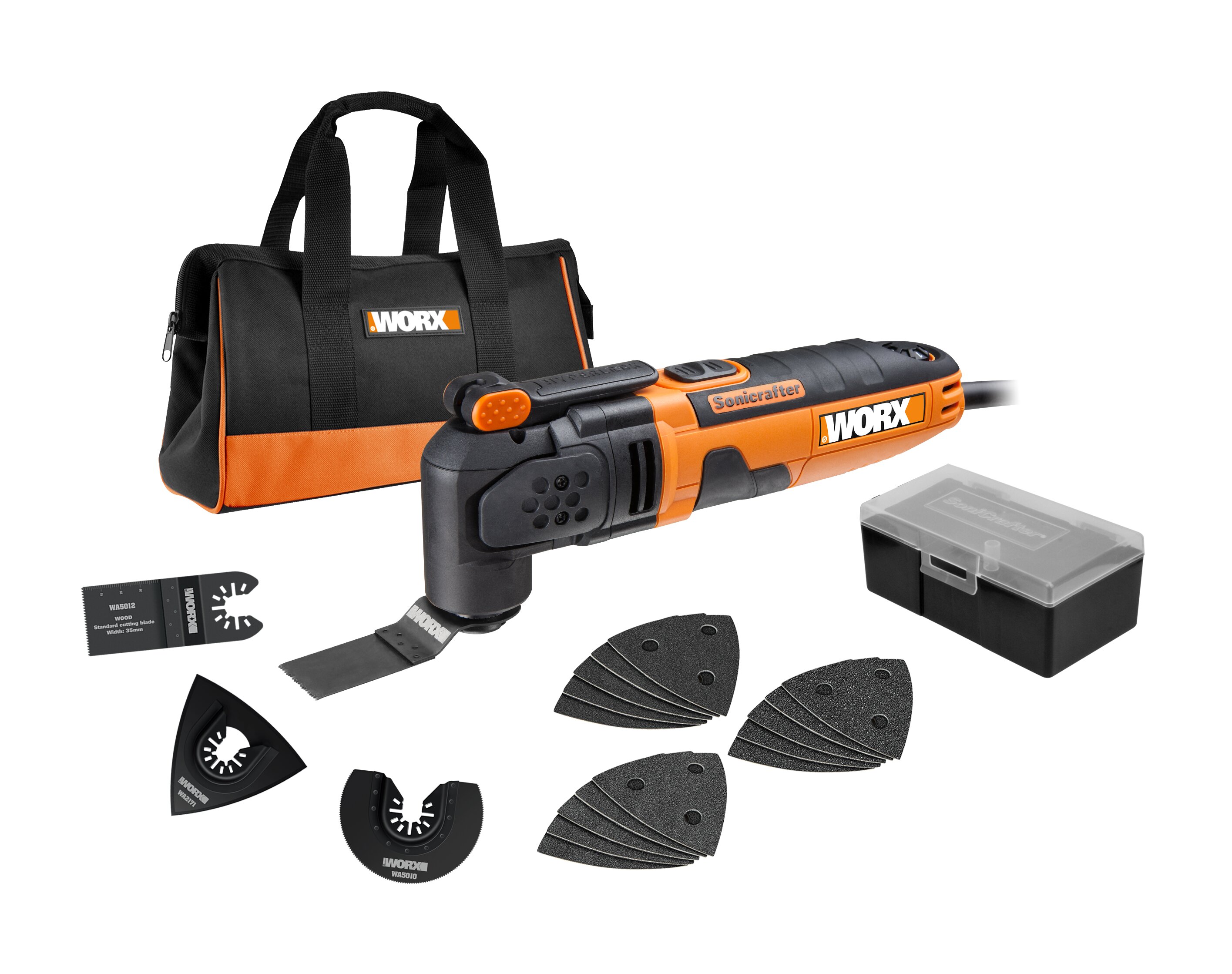 Multiherramienta Oscilante Eléctrica a red 250 W 3,2º WX686 Negro / Naranja-2
