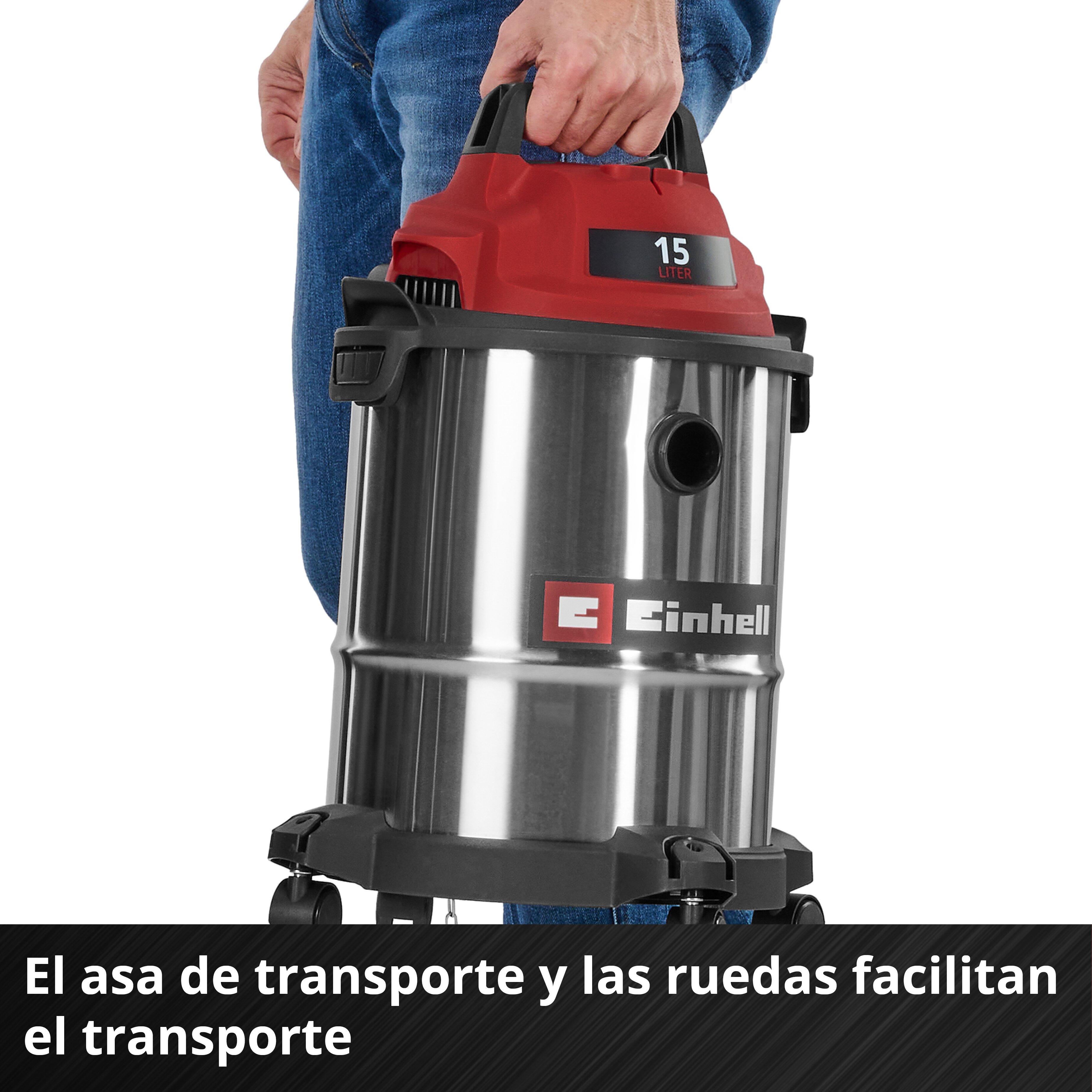 Aspirador seco-húmedo inox Einhell TC-VC 1540 S (bajo consumo) Rojo-3