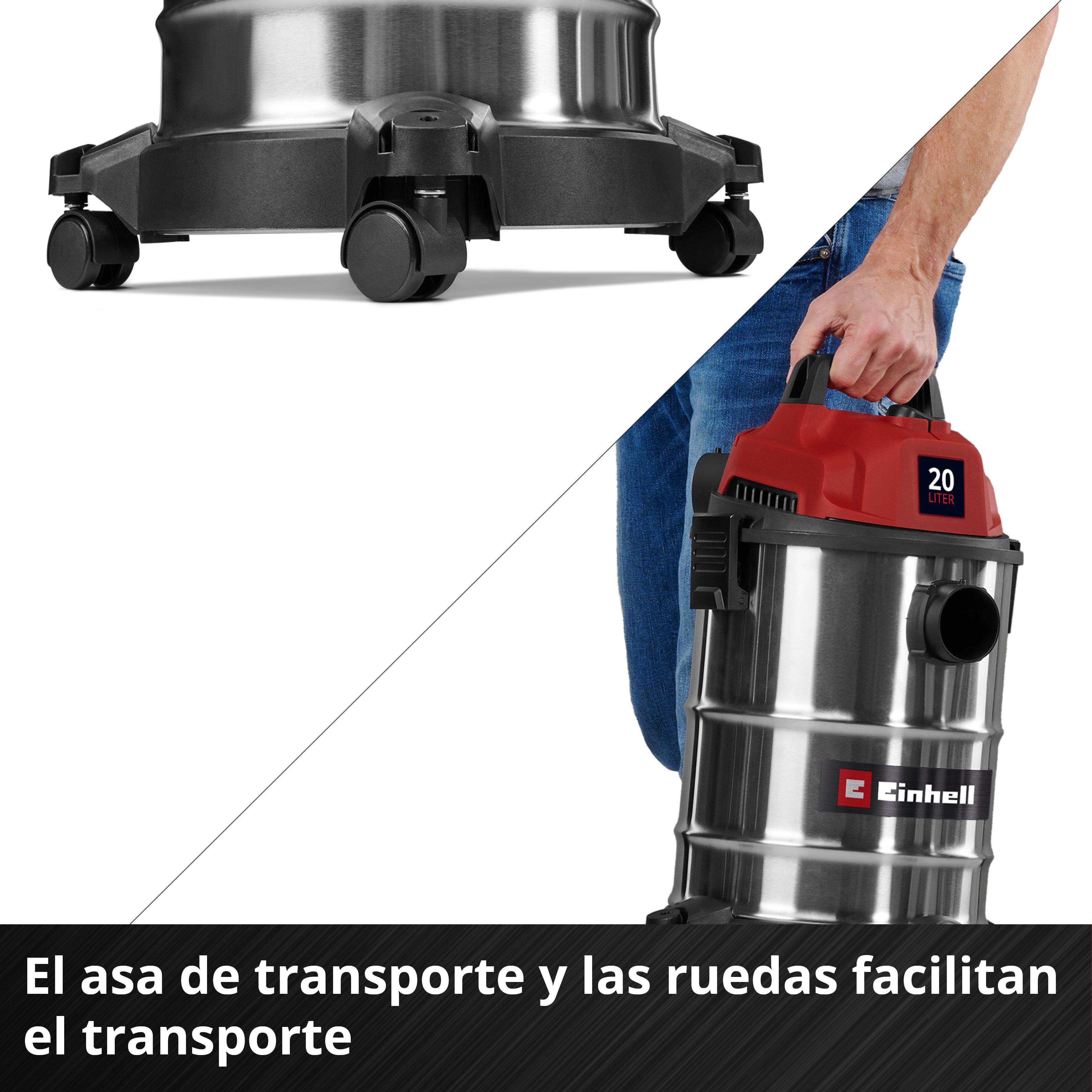 Aspirador seco-húmedo inox Einhell TC-VC 2045 S (bajo consumo) Rojo-3