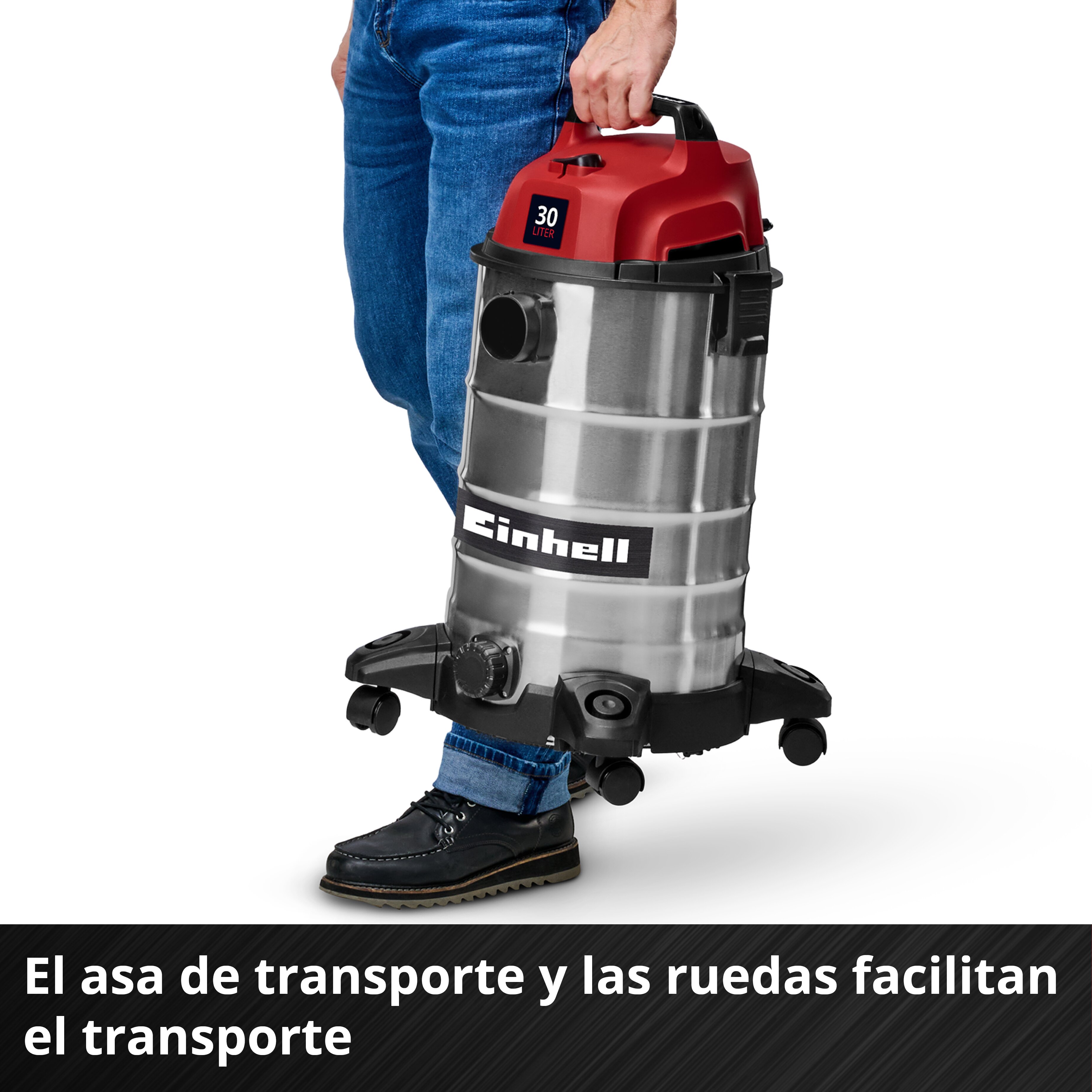 Aspirador seco-húmedo inox Einhell TC-VC 3055 S (bajo consumo) Rojo-3