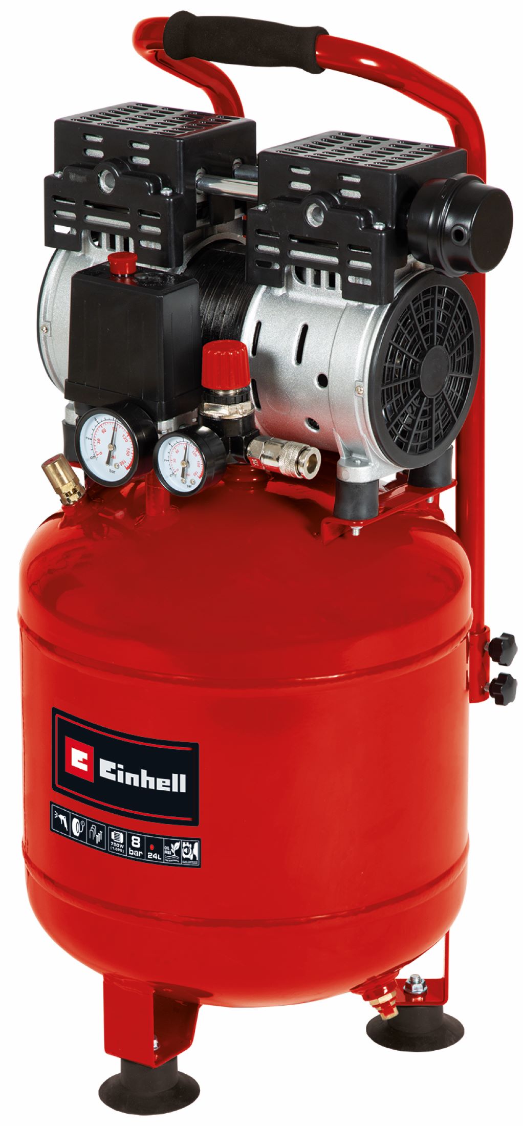 Einhell – Compresor de Aire Silencioso 24 l 750 W 8 bar.