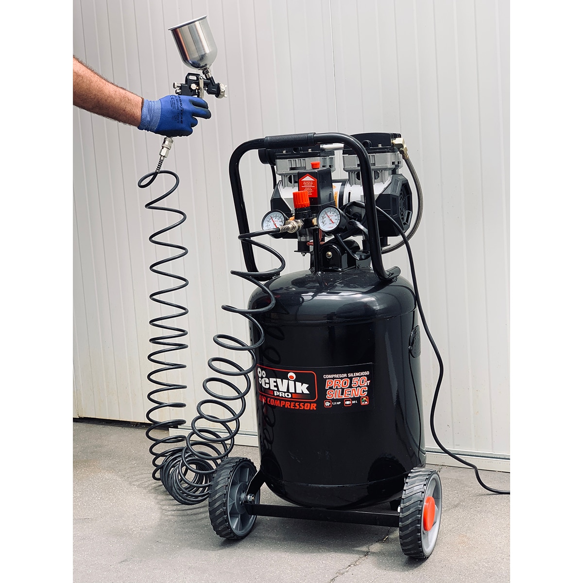 Compresor de Aire Silencioso 50 litros 1.5 HP Negro-2