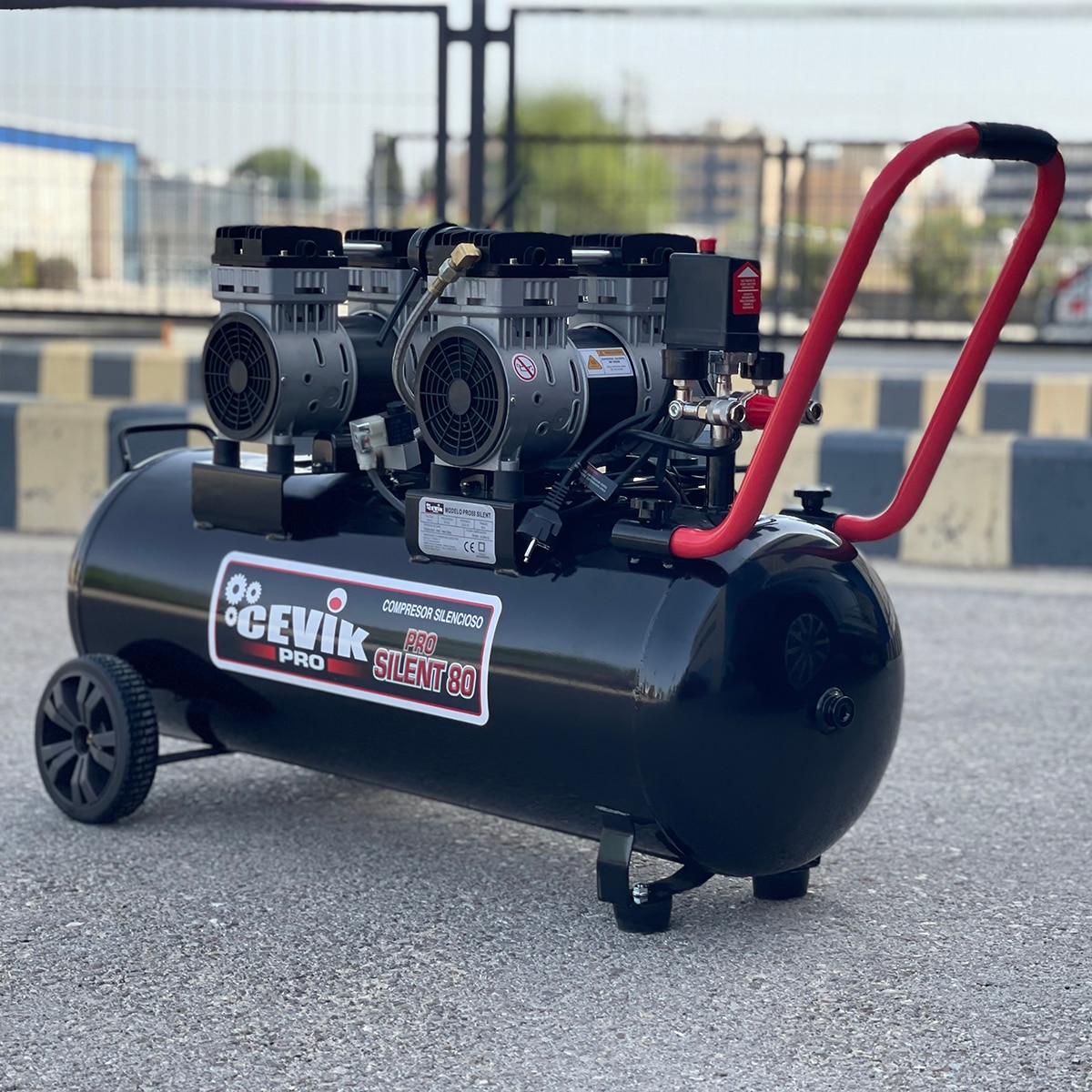 Compresor de Aire Portátil Silencioso 80 litros 1,5 HP Negro-2