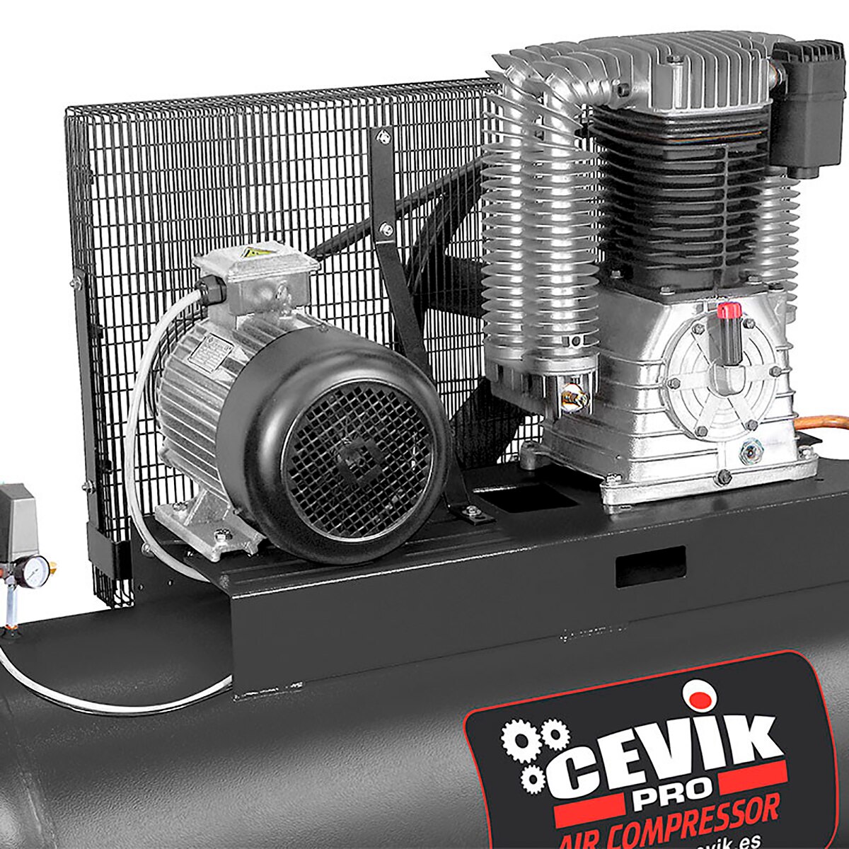 Compresor de Correa de 500 l - 10HP 400V Negro-2