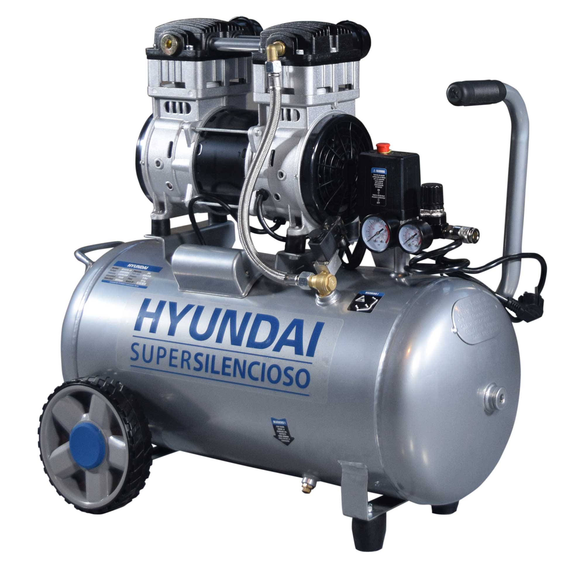 Compresor de Aire Súper Silencioso 50 l 1,5 kW HYAC50-2S Plateado-2