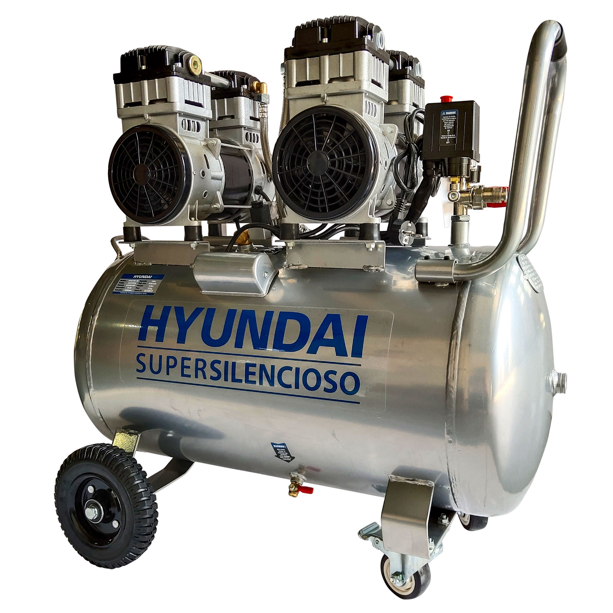 Compresor de Aire Súper Silencioso 100 l 2,2 kW HYAC100-3S Plateado-2