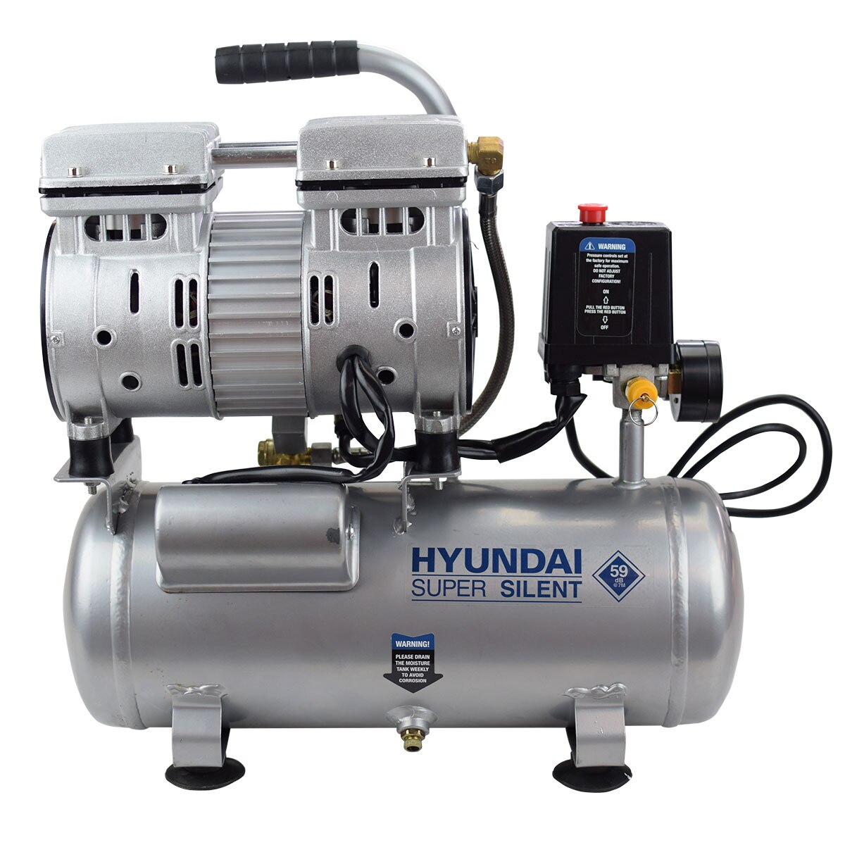 HYUNDAI – Compresor 6 L Hyundai HYAC6-07S 550W Silencioso.