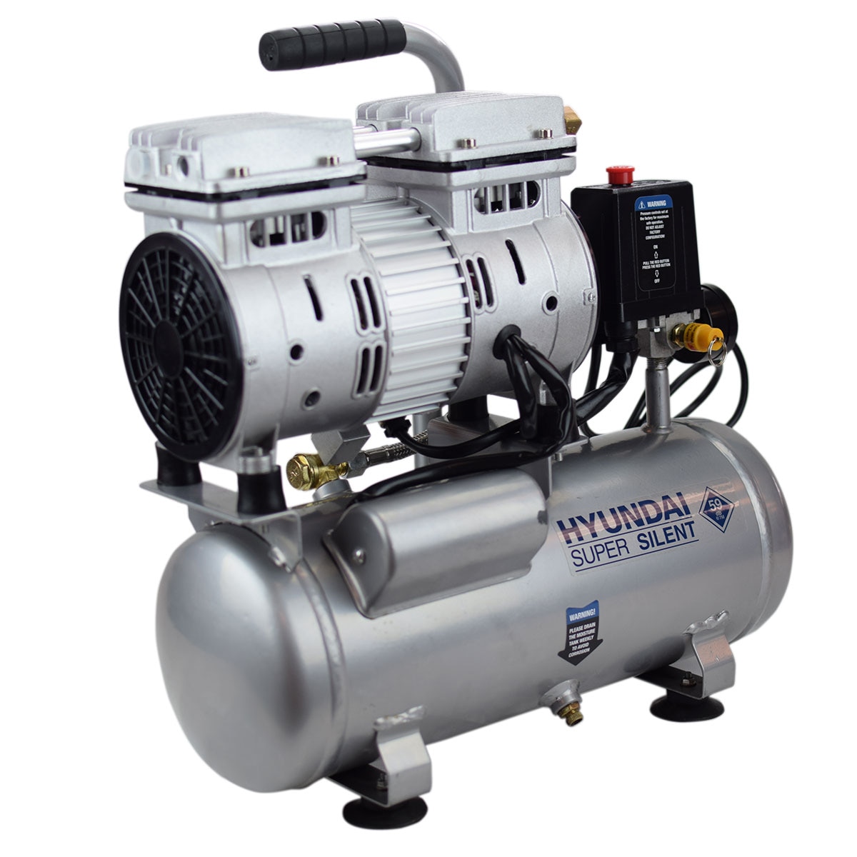 Compressor HYAC6-07S de 6 L e 550 W Silencioso Cinzento-2