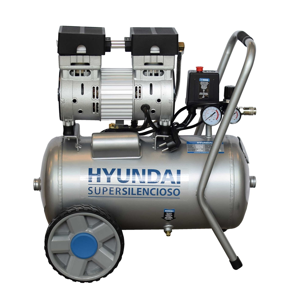 Compresor 24 L Hyundai HYAC24-1S 750W Silencioso Gris-4