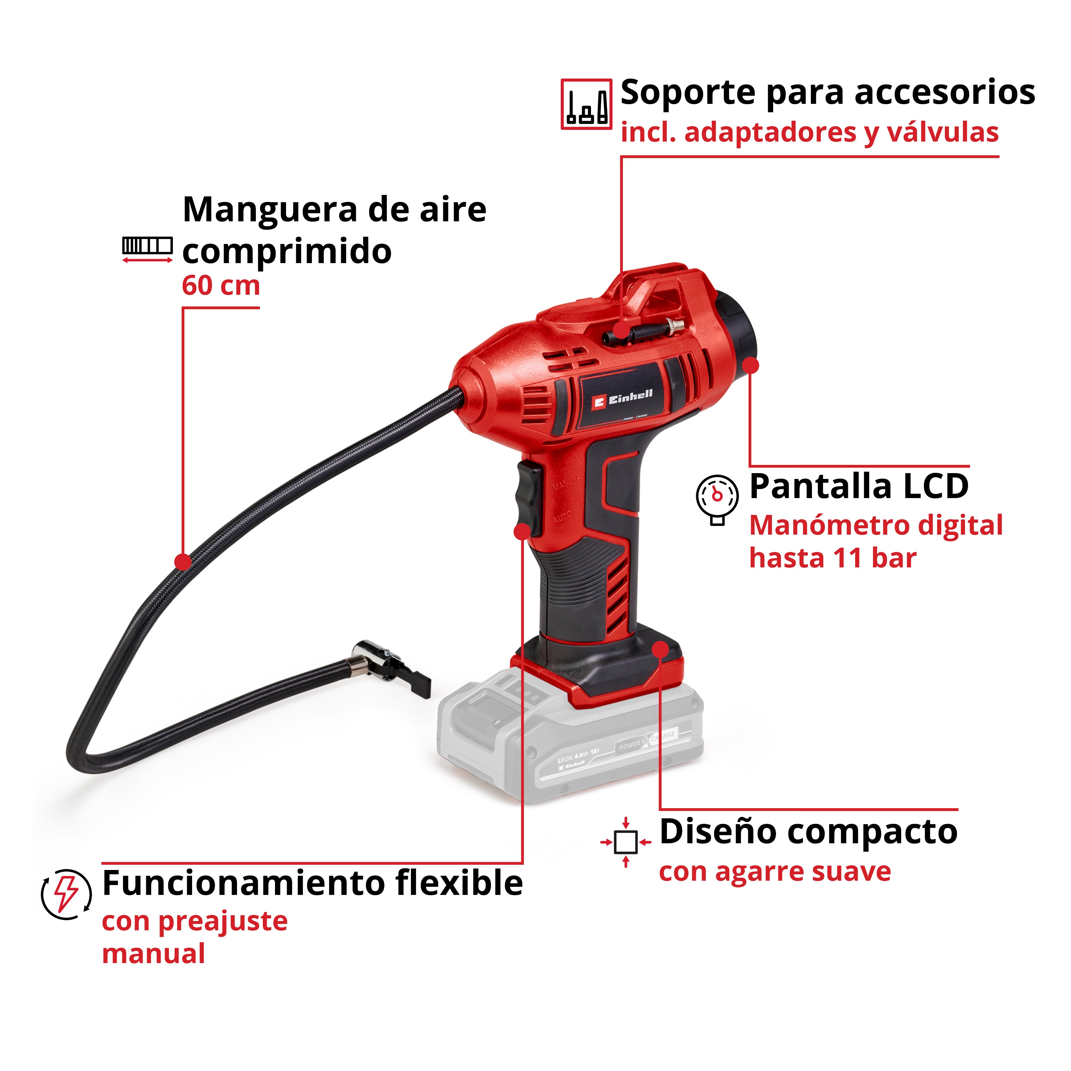 Compressor de ar CE-CC 18 Li Vermelho-10