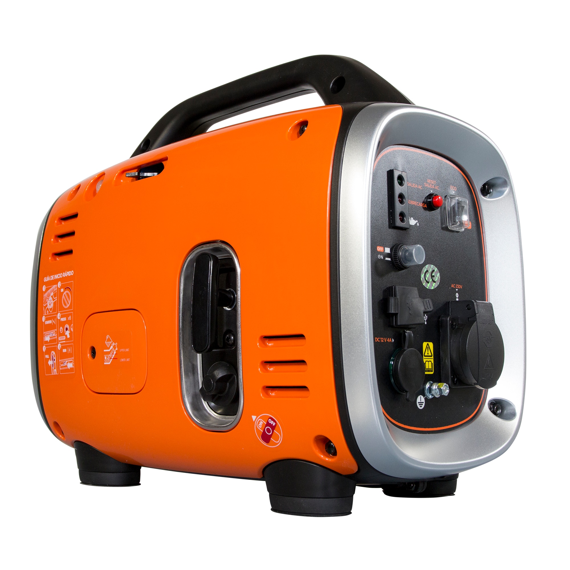 Generador Eléctrico Inverter Motor Gasolina 4T Monofásico 0,9 kW BD-BXGNI900E Naranja / Negro-1