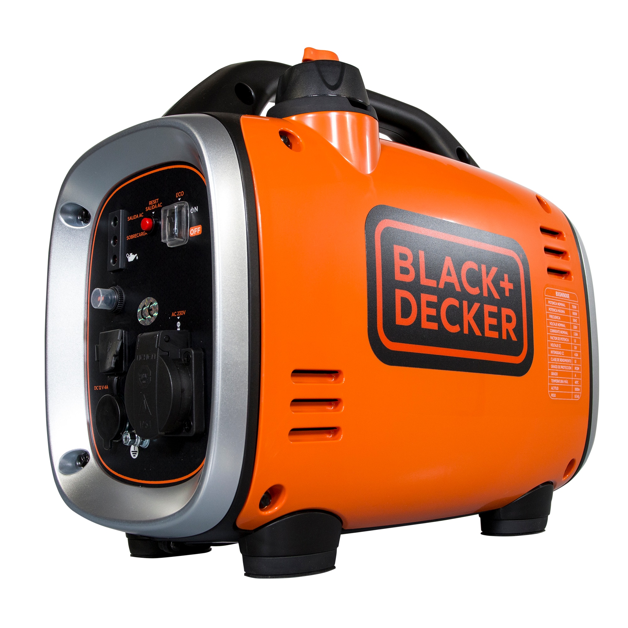 Generador Eléctrico Inverter Motor Gasolina 4T Monofásico 0,9 kW BD-BXGNI900E Naranja / Negro-11